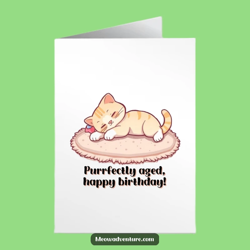 Free Printable Birthday Card: Relaxed Cat Stretching Hilariously, Perfect Downloadable Birthday Humor