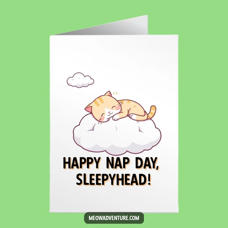 Free Printable Funny Birthday Card: Sleepy Cloud Cat Nap - Downloadable Humorous Wish