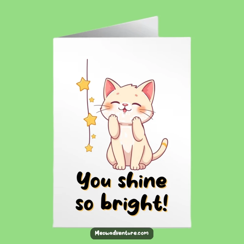 Free Printable Congrats Card: Cat Reaches for Stars - Humorous Downloadable