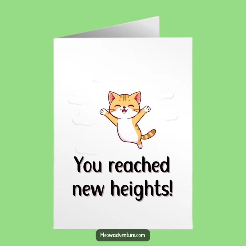Free Printable Congrats Card: Cloud Cat Triumph, LOL Downloadable Gift for Reaching New Heights