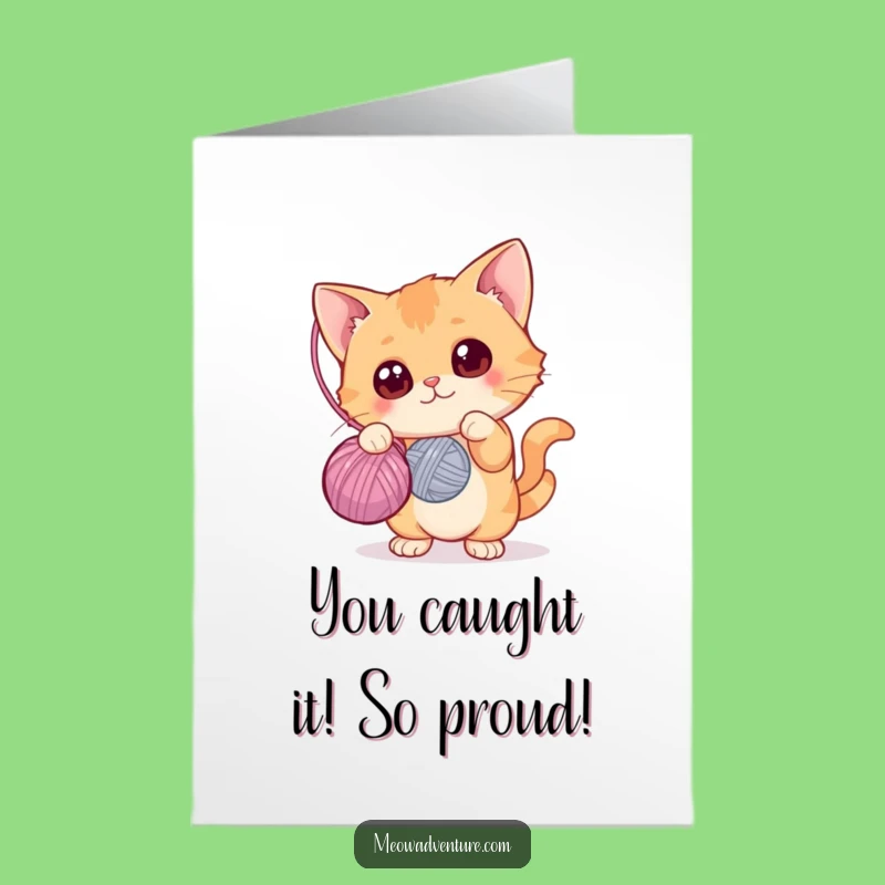 Free Printable Congrats Card: Curious Cat Yarn Play - Sweet Downloadable