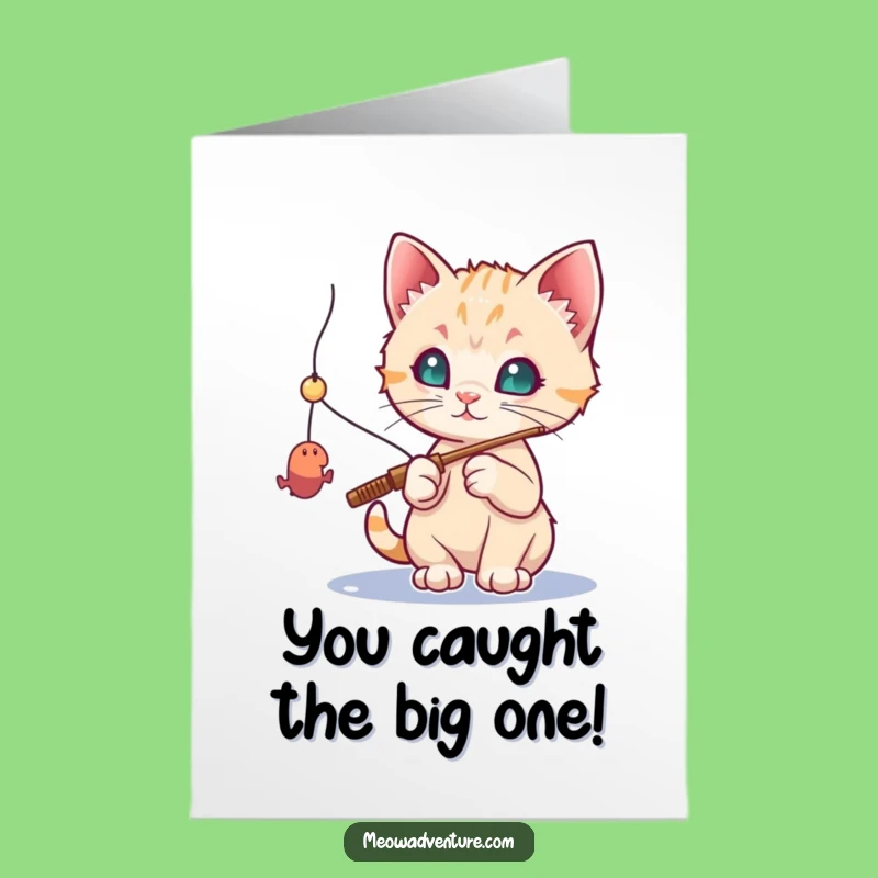Free Printable Congrats Card: Kitten Fisher Funny Downloadable Gift