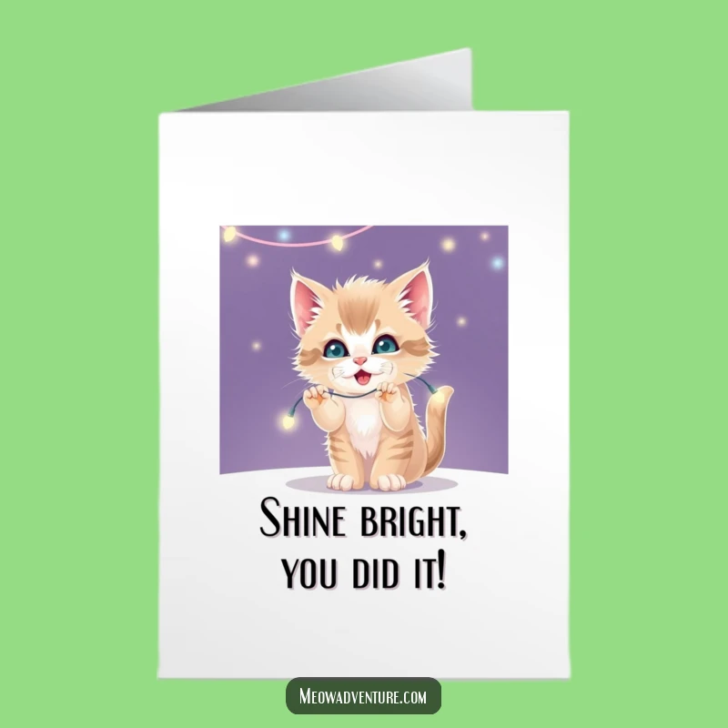 Free Printable Congrats Card: Kitten's Sparkly Success - Funny Downloadable Gift