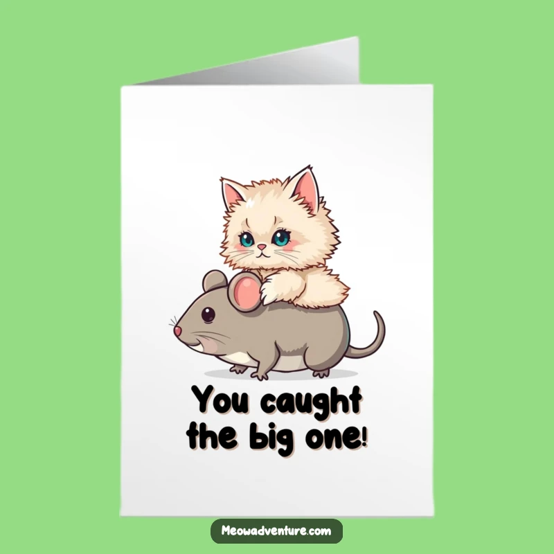Free Printable Congrats Card: Cat Mouse Ride Funny Downloadable Greeting