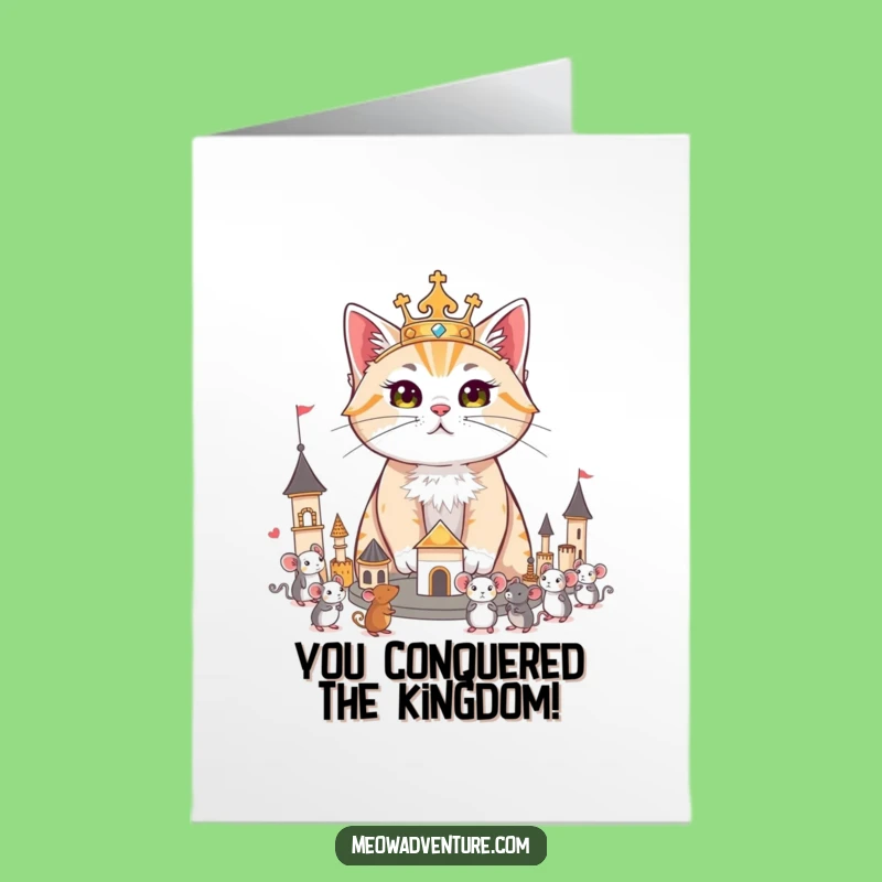 Free Printable Funny Congrats Card: Regal Cat Kingdom - Downloadable Humorous Reign