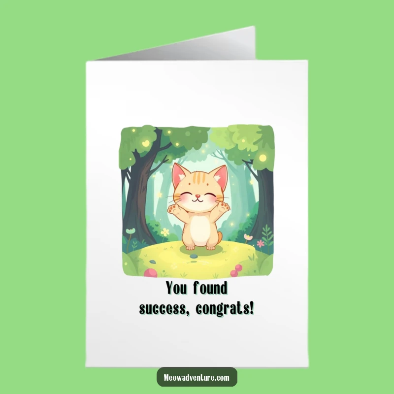 Free Printable Congrats Card: Curious Kitty's Magical Discovery - Funny Downloadable Gift