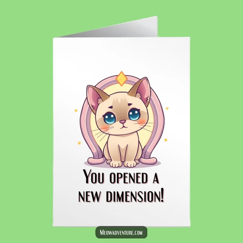 Free Printable Congrats Card: Cat Portal Adventure Funny Downloadable Greeting