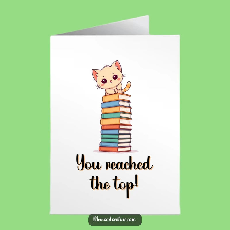 Free Printable Congrats Card: Kitten's Book Climb Success, Downloadable Achievement