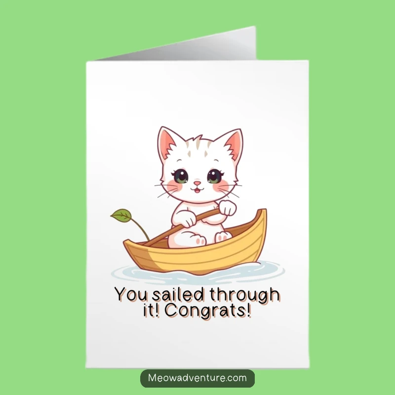 Free Printable Congrats Card: Kitten's Voyage, Funny Adventure Theme Downloadable Gift