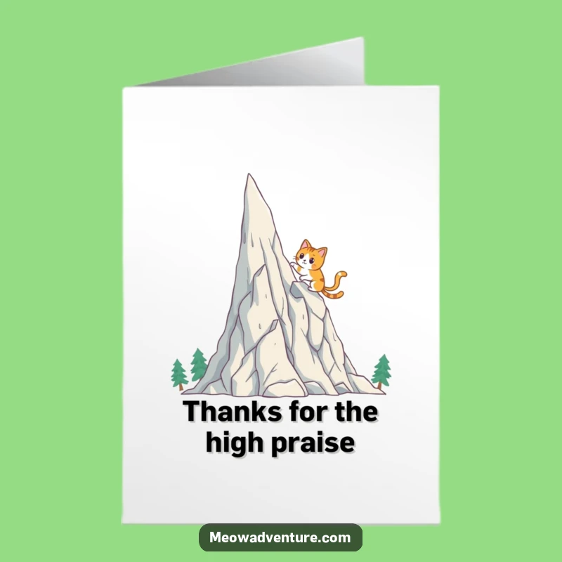 Free Printable Thank You Card: Brave Cat Climb, Funny Downloadable Gift!