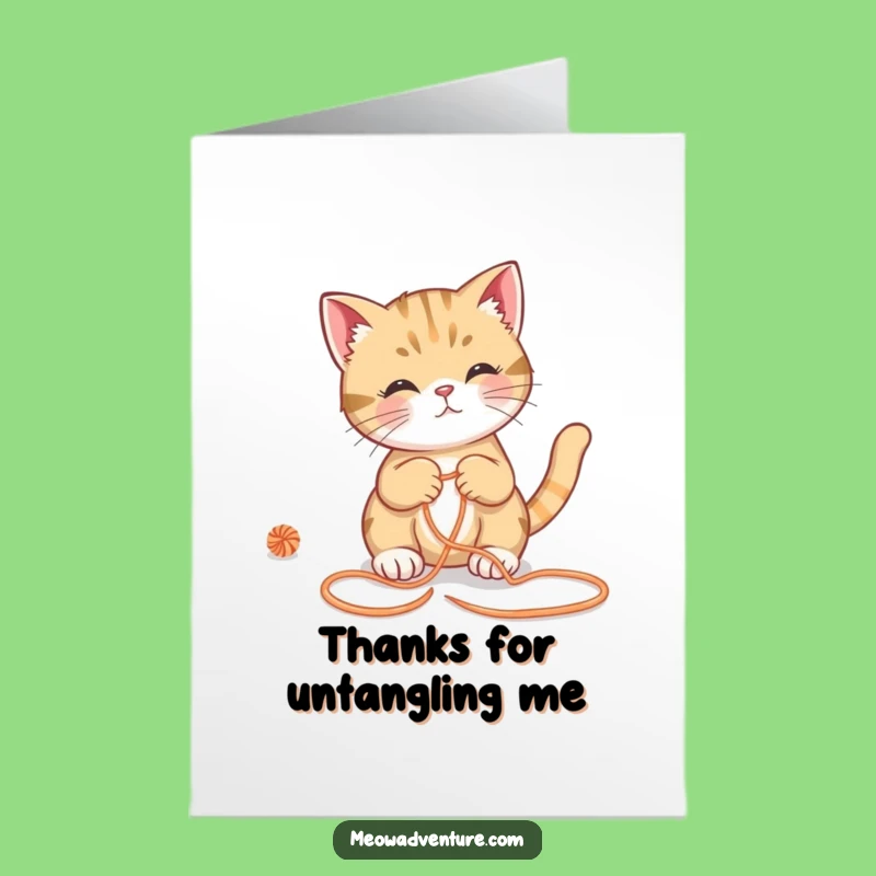 Free Printable Thank You Card: Clever Cat Yarn Maze Funny Downloadable Gift