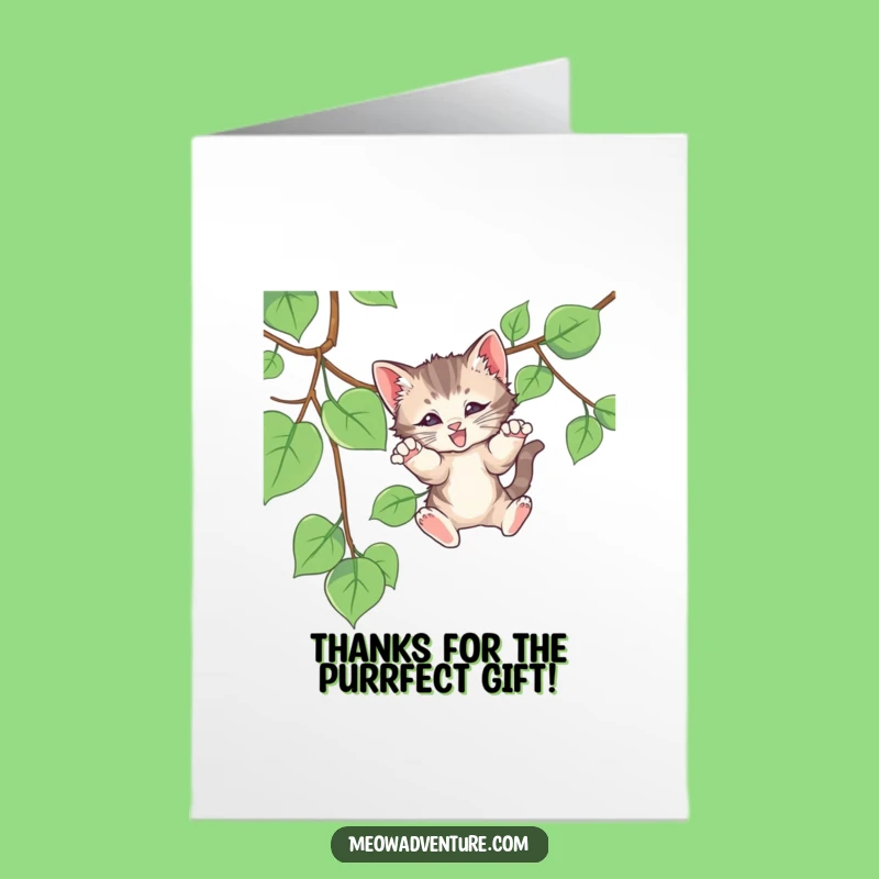 Free Printable Thank You Card: Grateful Kitten Pouncing, Funny Downloadable Appreciation Gift