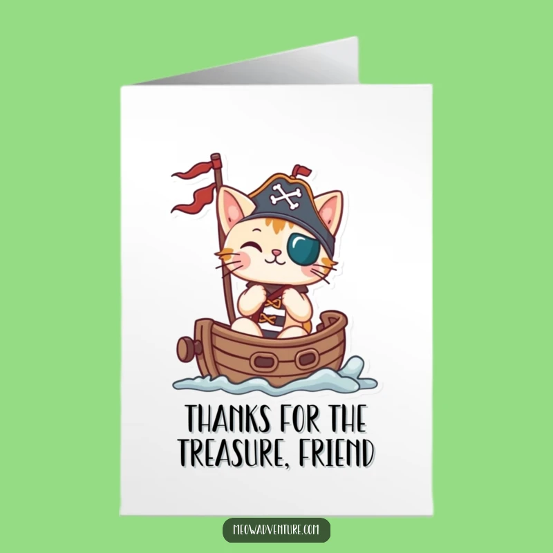 Free Printable Thank You Card: Grateful Pirate Cat Sailing, Downloadable Appreciation