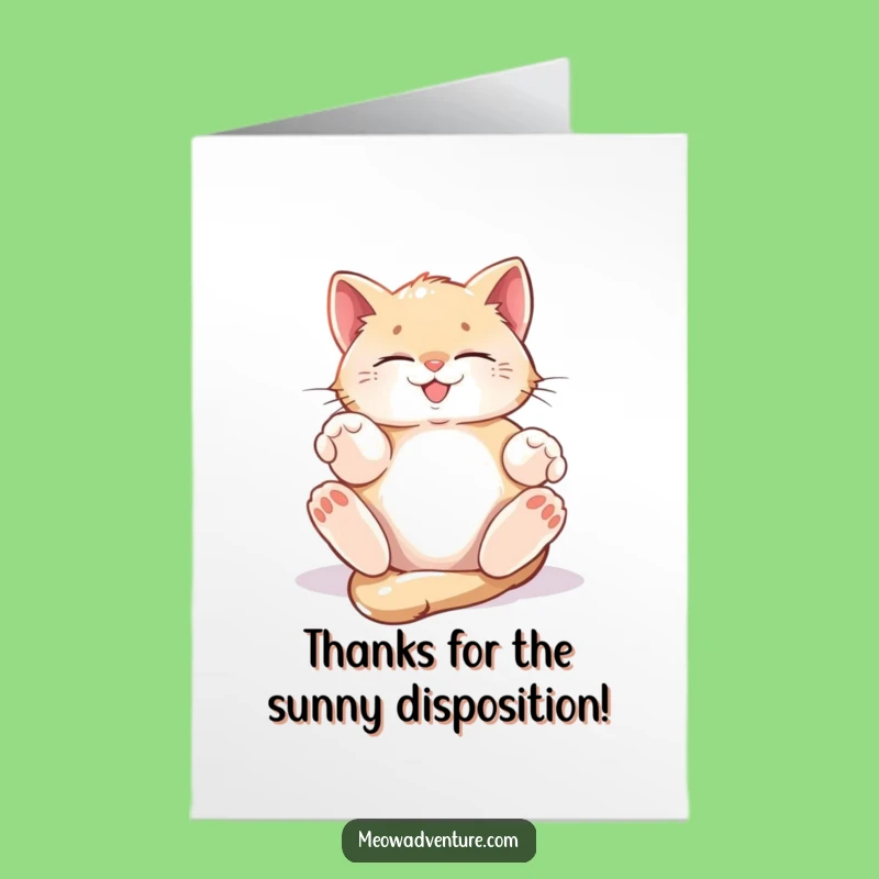Free Printable Thank You Card: Happy Kitten Sunbeam Bliss for Warm Gratitude