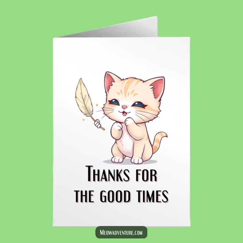Free Printable Thank You Card: Mischievous Kitten Feather, Funny Downloadable Gift