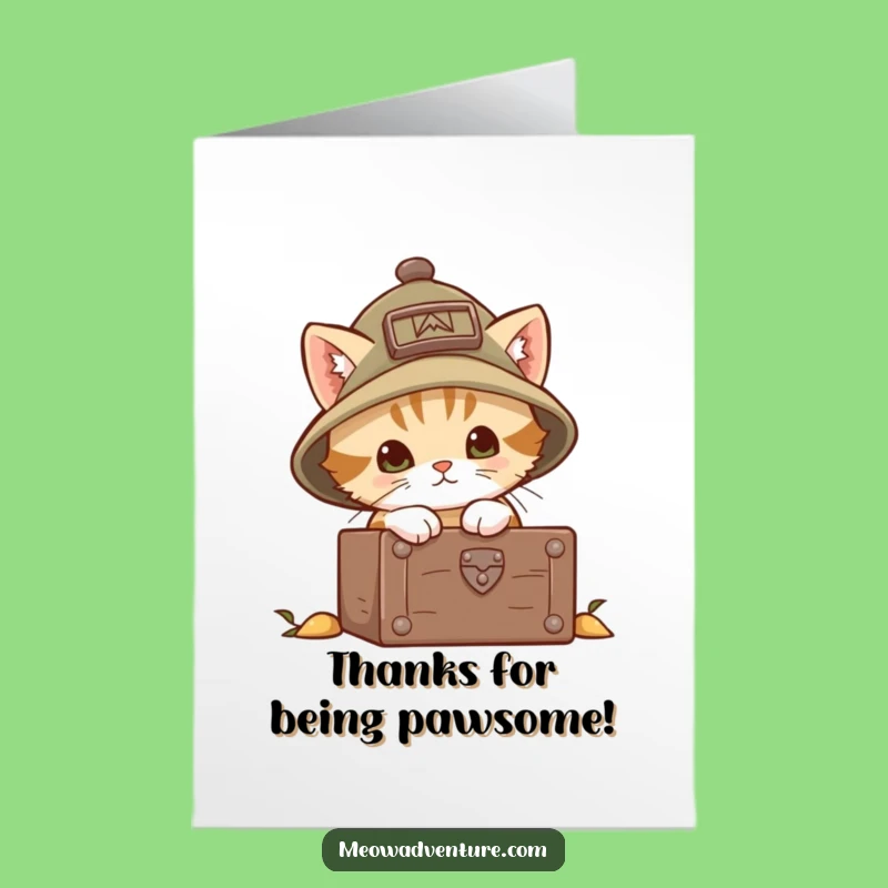 Free Printable Kitten Thank You Card: Explorer's Gratitude, Funny Downloadable Gift