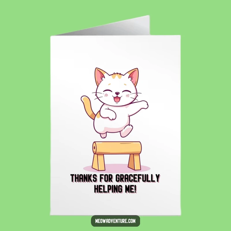 Free Printable Thank You Card: Playful Cat Leap, funny downloadable gift!