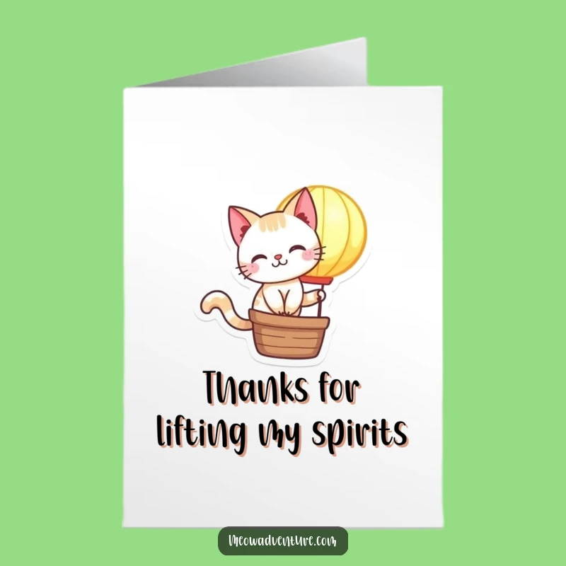 Free Printable Thank You Card: Mischievous Cat Balloon, Funny Downloadable Gift!