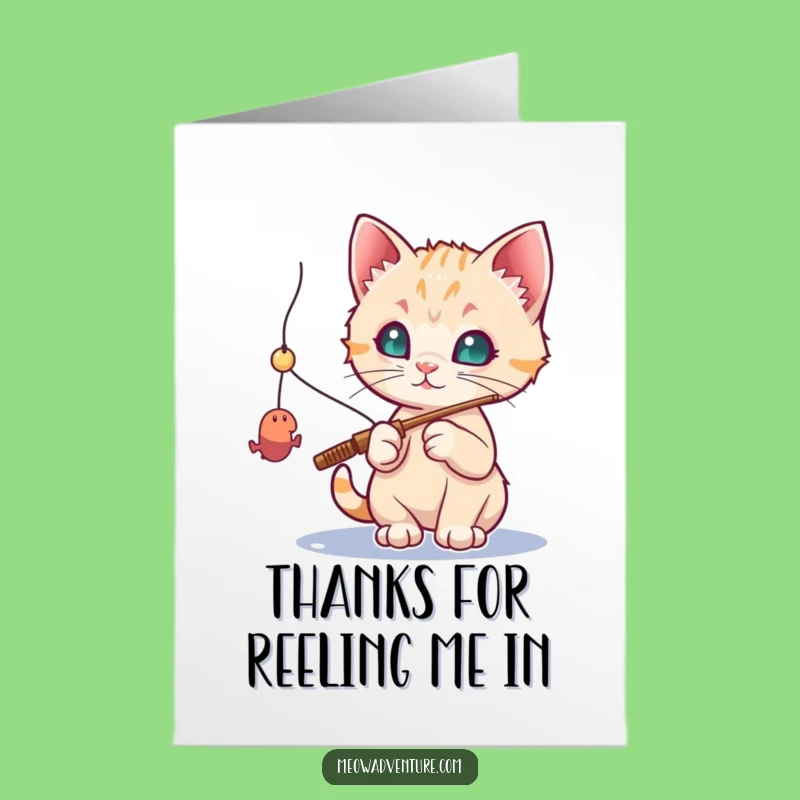 Free Printable Thank You Card: Kitten Angler Funny Downloadable Gift