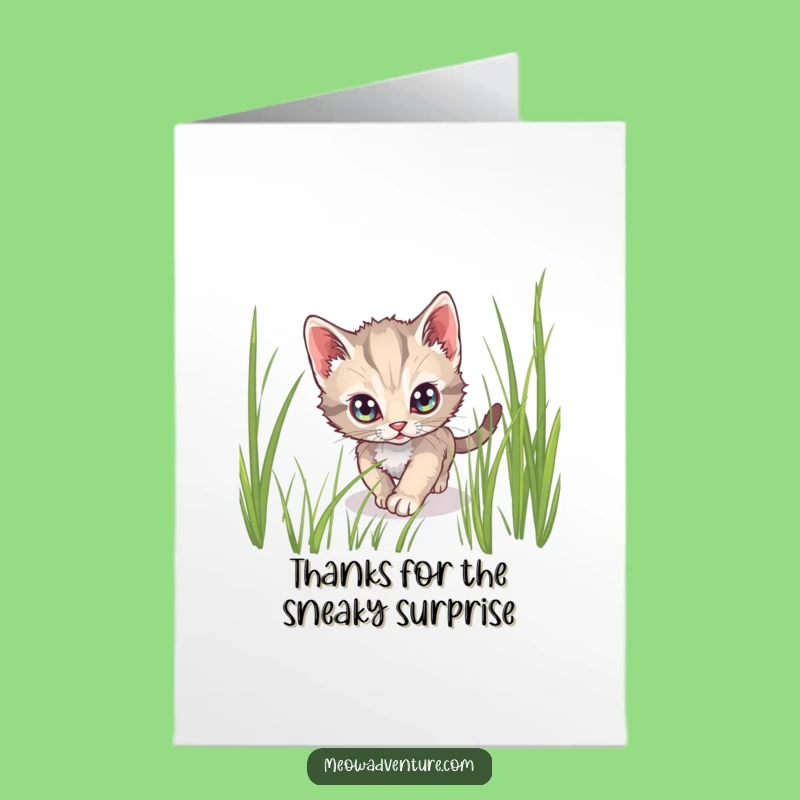 Free Printable Thank You: Stealthy Kitten, Secretive Downloadable Card for Thanks