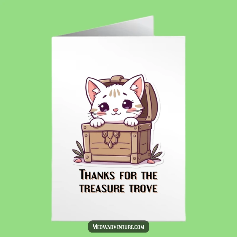 Free Printable Thank You Card: Curious Cat Treasure, Funny Downloadable Gift!