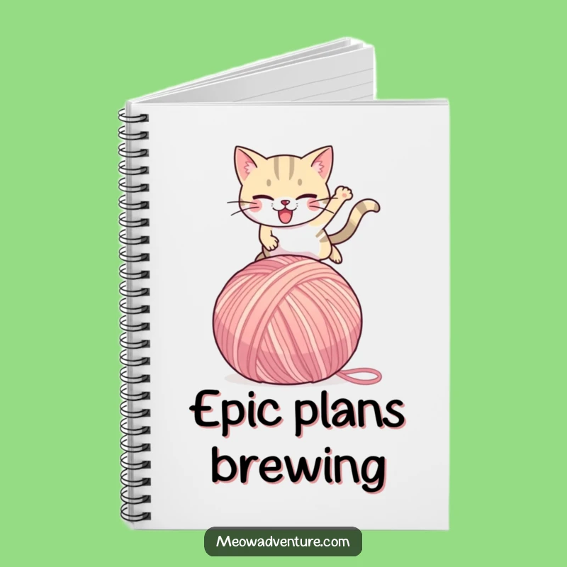Funny Cat Leaping Yarn Ball Notebook: Jot Down Ideas with Humor