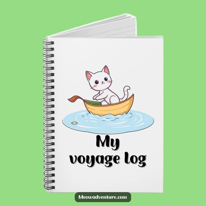 Funny Adventurous Cat Leaf Boat Notebook - Chart Your Course!