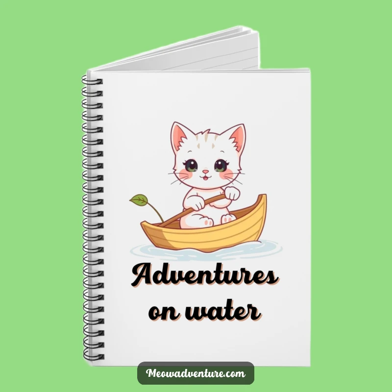 Funny Kitten Boat Notebook - Leaf Row Journal, Perfect Gift