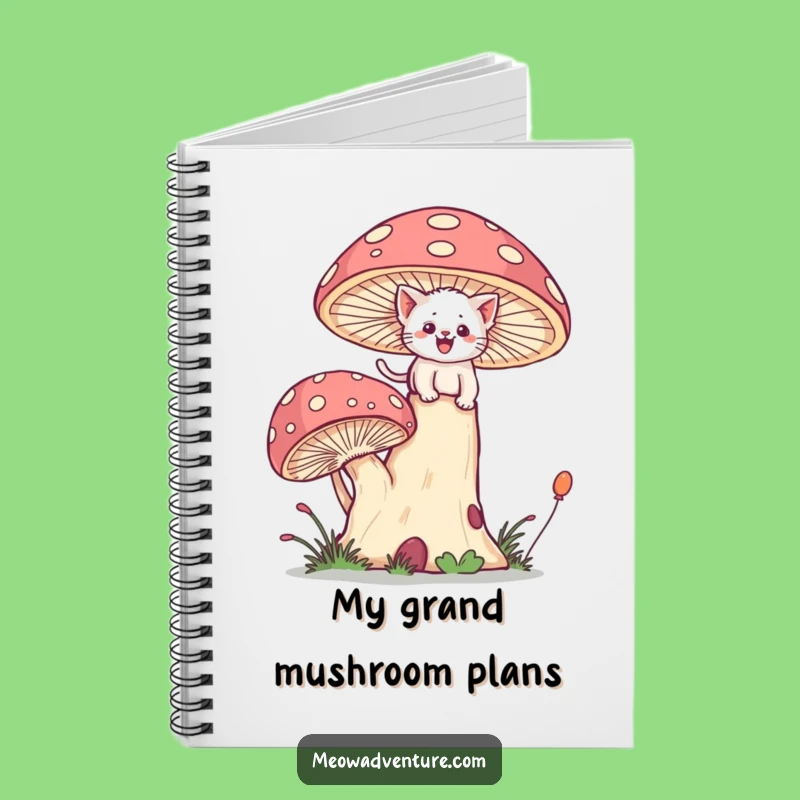 Funny Kitten Mushroom Notebook - Journal Your Brave Adventures