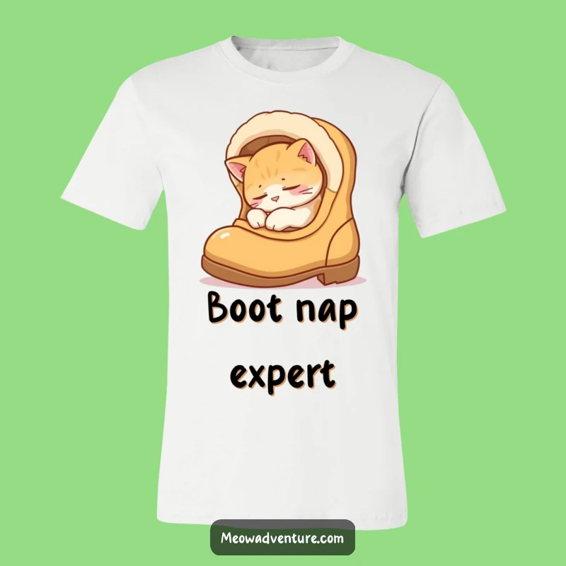 Funny Sleepy Cat Boot T-Shirt - Cozy Nap Tee, Hilarious Gift for Cat Lovers