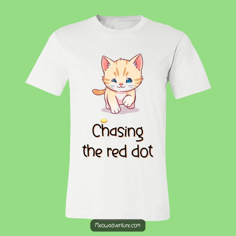 Playful Kitten Laser Chase T-Shirt: Funny Apparel for Cat & Laser Fans