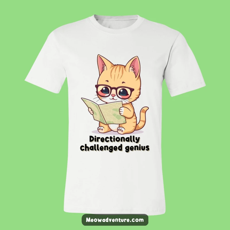 Funny Smart Cat Map T-Shirt - Intellectual Explorer Tee, Hilarious Gift