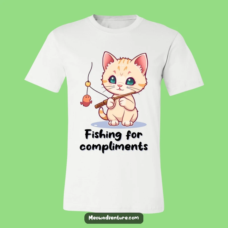 Funny Fishing Kitten T-Shirt: Toy Mouse Catch Adventure - Great Funny Gift!