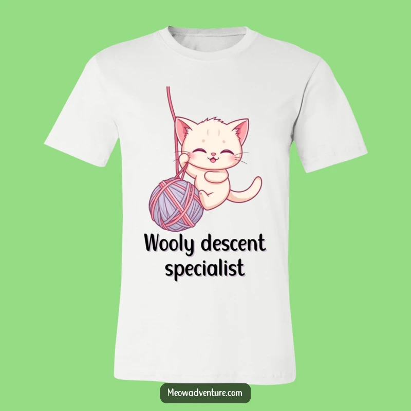 Funny Brave Kitten Rappelling T-Shirt: Yarn Descent, Hilarious Cat Tee Gift