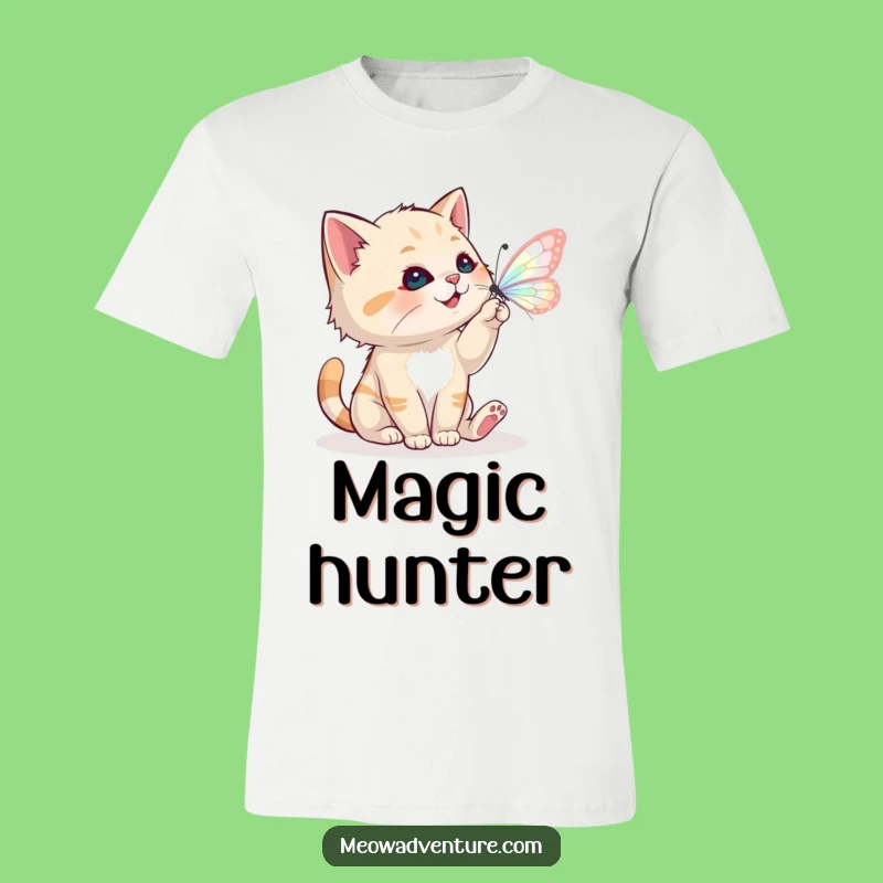 Funny Cat Butterfly T-Shirt - Whimsical Chase - Hilarious Tee for Dreamers