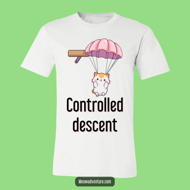 Funny Parachute Cat T-Shirt: Fluffy Friend's Hilarious Descent - Great Funny Gift!