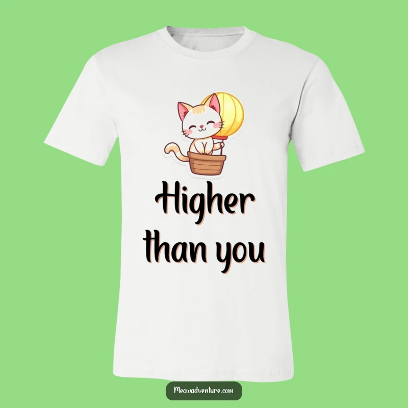 Funny Mischievous Cat Hot Air Balloon T-Shirt: Whimsical Humor Gift