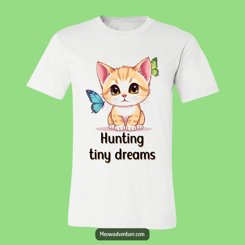 Funny Focused Kitten T-Shirt: Butterfly Watch - Hilarious Gift