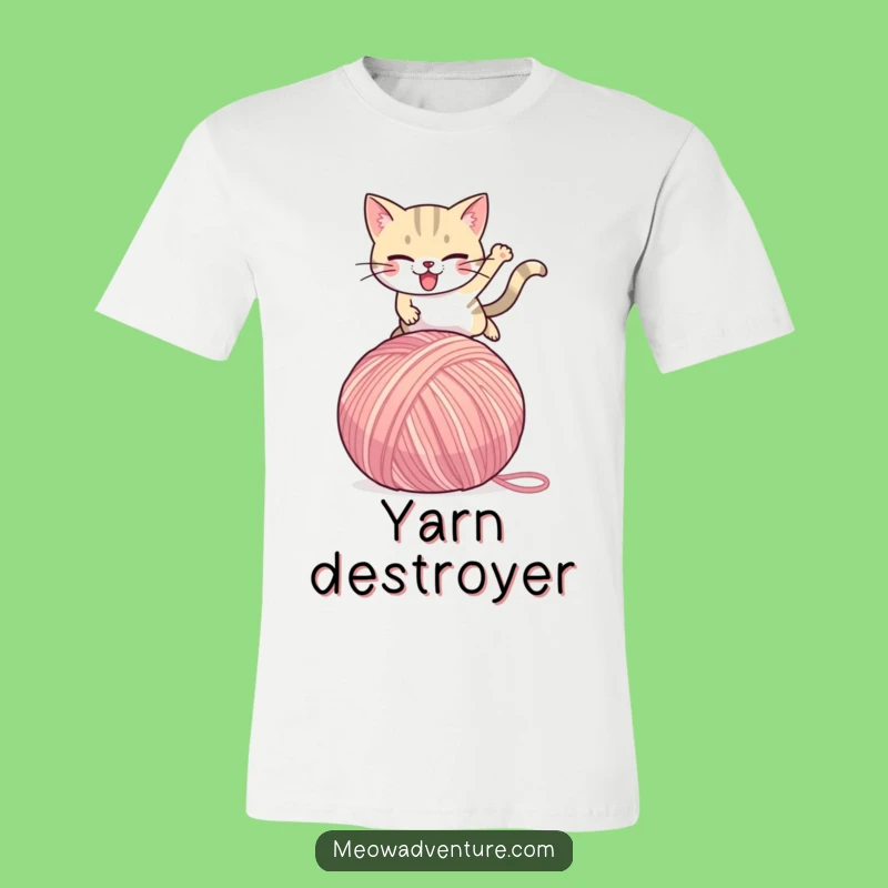 Funny Determined Cat Leaping Yarn Ball T-Shirt: Ultimate Cat Humor Gift