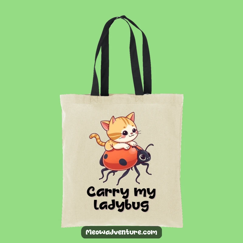 Funny Cat Ladybug Tote Bag - Carry Your Essentials with a Smile!