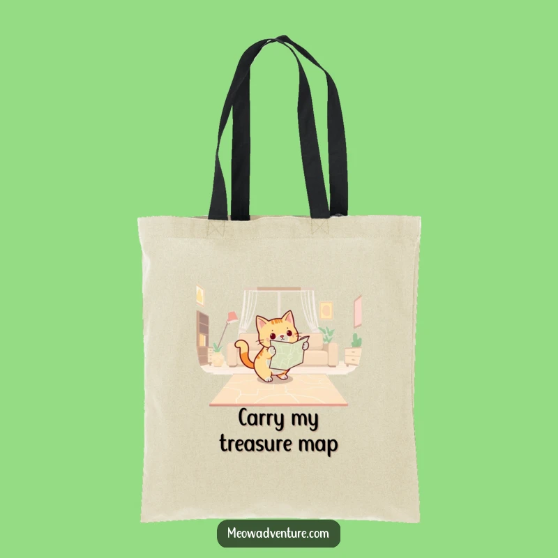 Funny Cat Navigator Tote Bag: Adventurous Feline Accessory, Ideal Map Gift