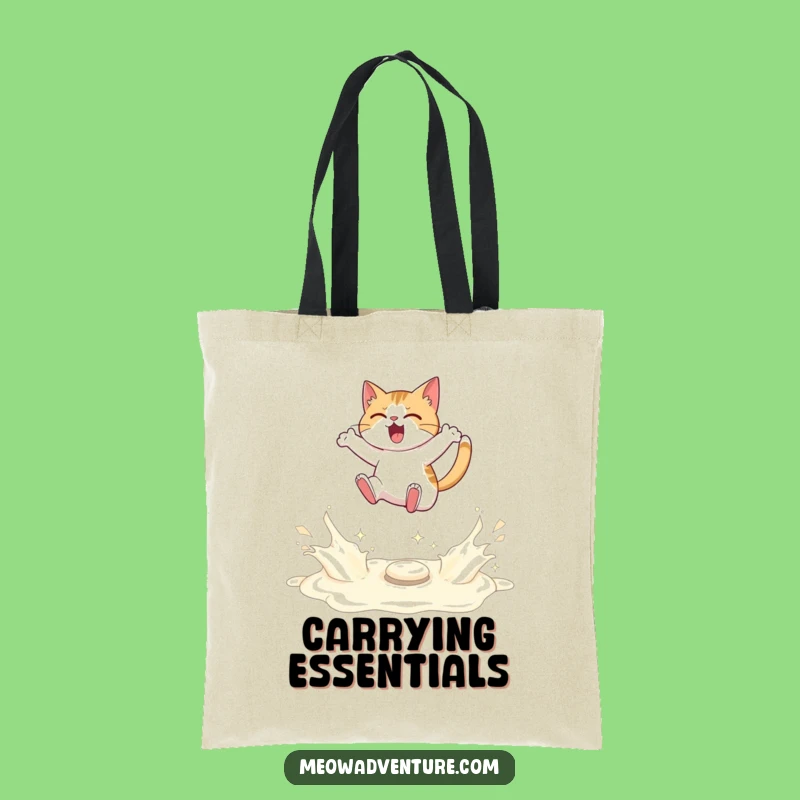 Funny Cat Tote Bag - Milk River Conqueror - Humorous Determination Accessory