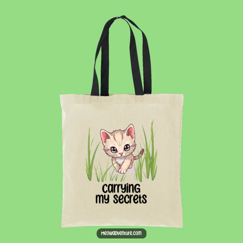 Funny Stealthy Kitten Tote Bag: Cunning Cat Accessory, Ideal Secretive Gift