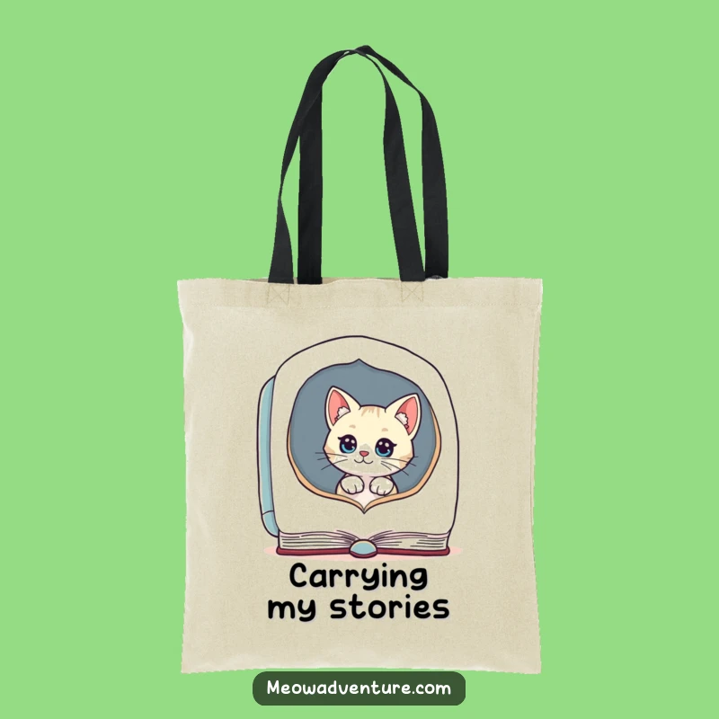Funny Cat Tote Bag - Literary Curiosity - Humorous Book Lover Accessory