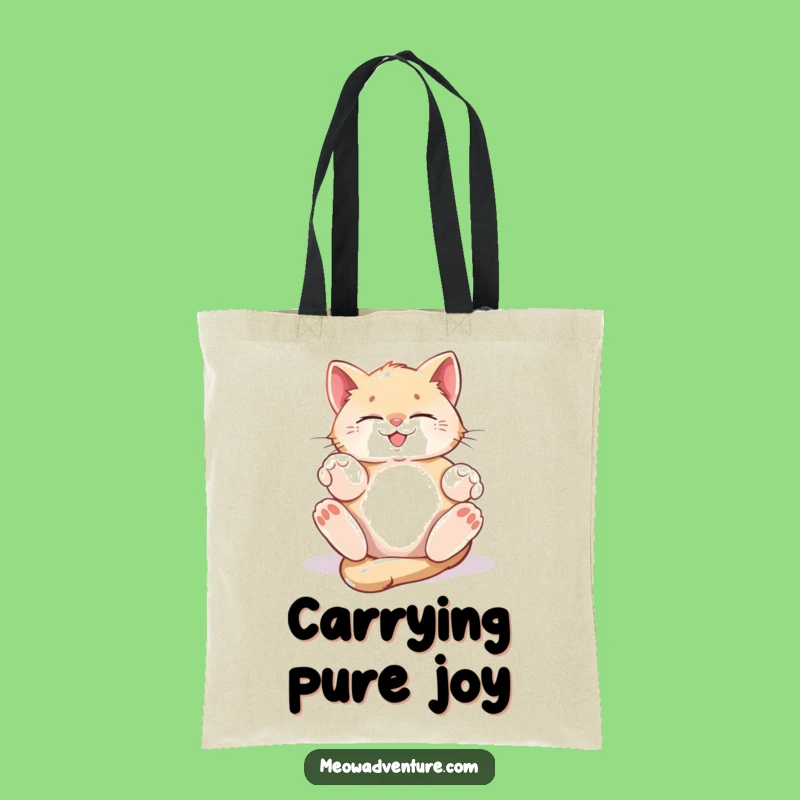 Funny Blissful Kitten Tote Bag: Carry Sunshine and Joy - Fun Gift