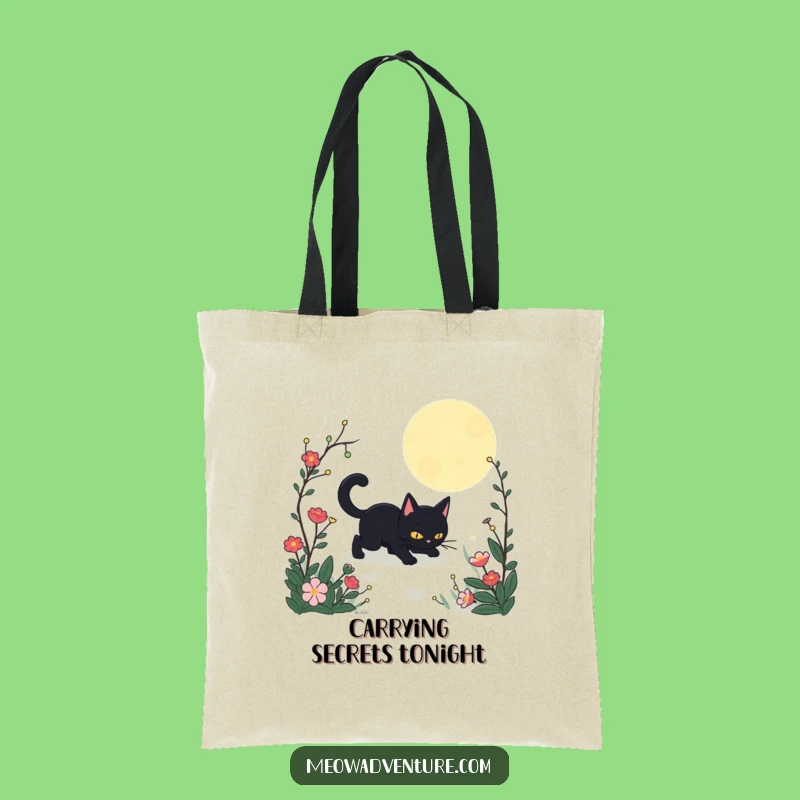 Funny Stealthy Black Cat Garden Tote Bag: Carry Your Secrets with this Mysterious Design