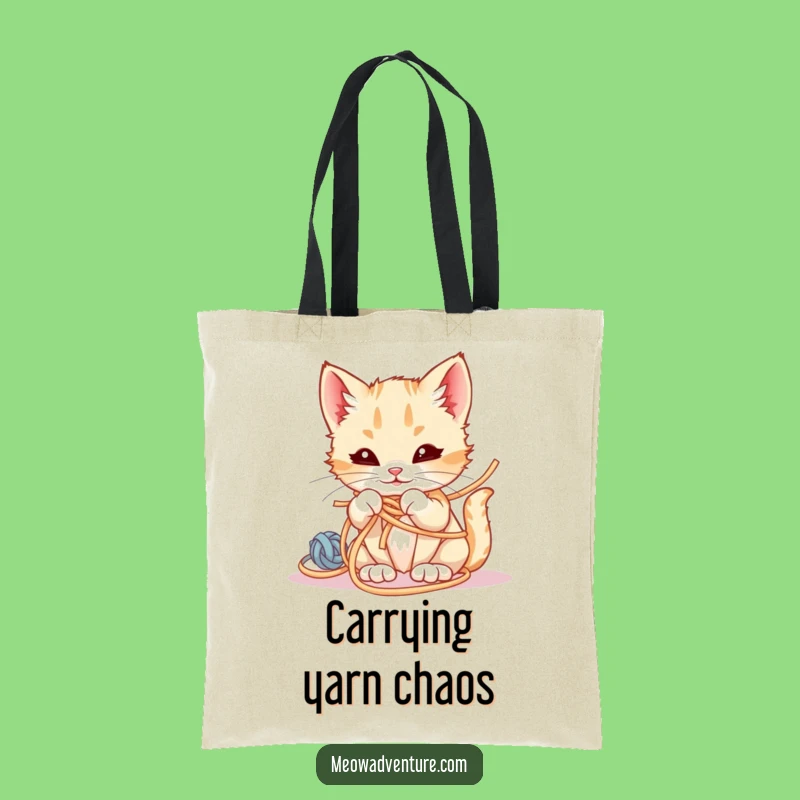 Funny Mischievous Kitten Tote Bag: Carry Yarn and Fun - Fun Gift