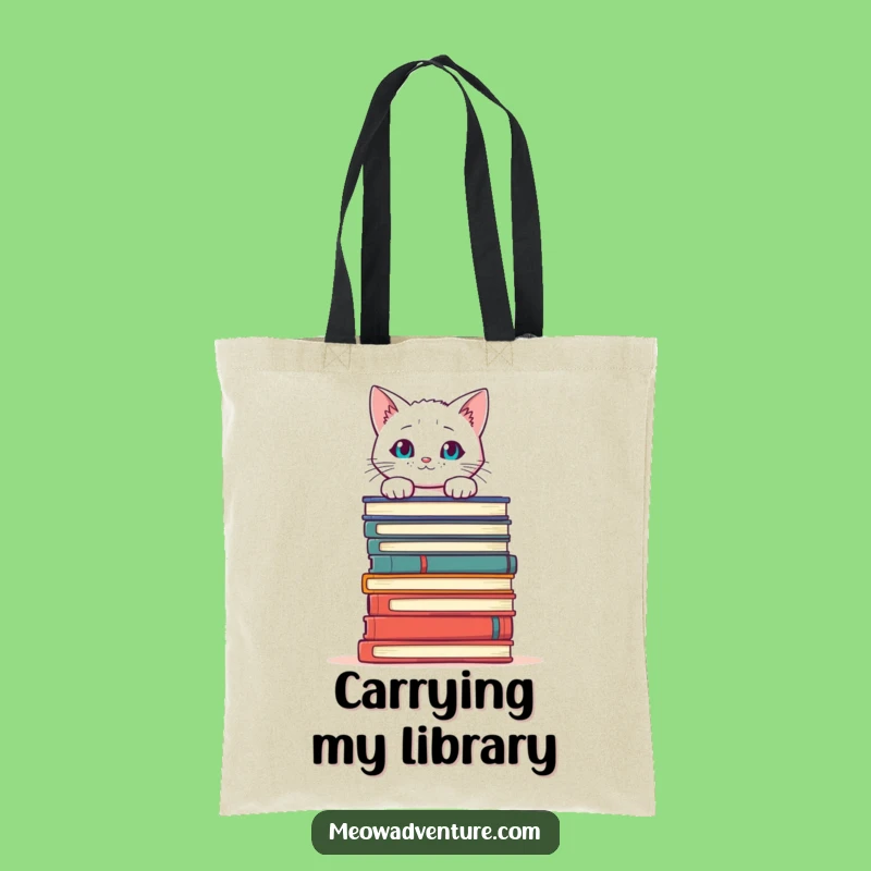 Funny Cat Books Tote Bag: Carry Your Literary Adventures with This Amusing Bag