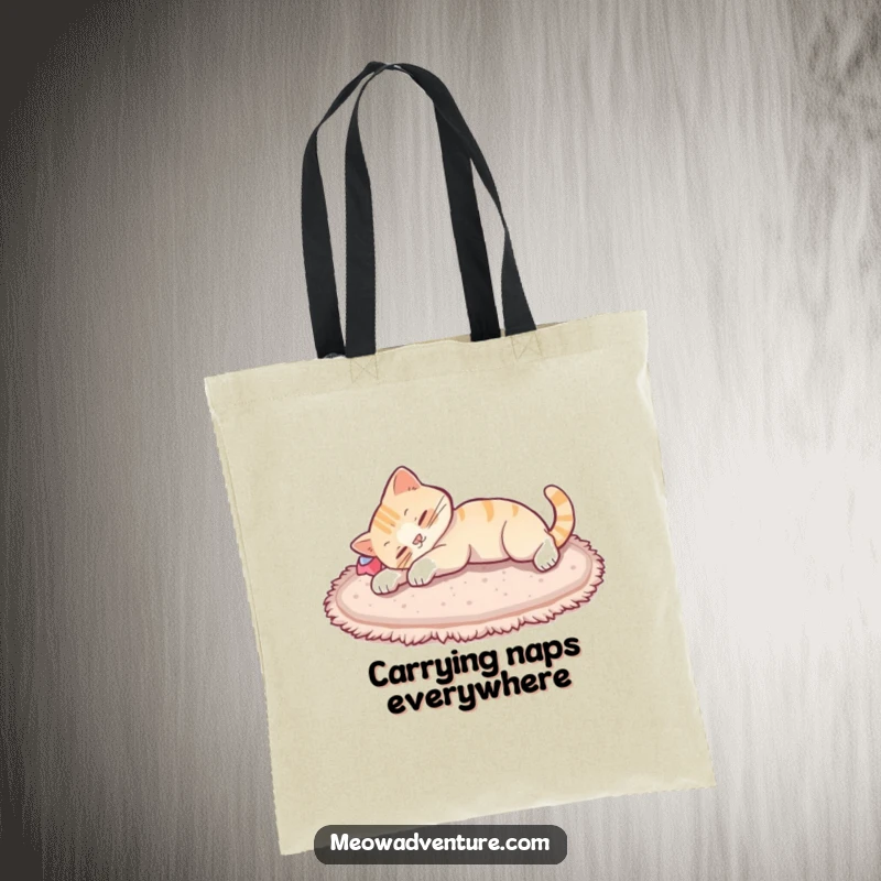 Funny cat stretch tote bag, a stylish tote featuring a cat gracefully stretching after a peaceful nap, perfect for carrying cat essentials.
