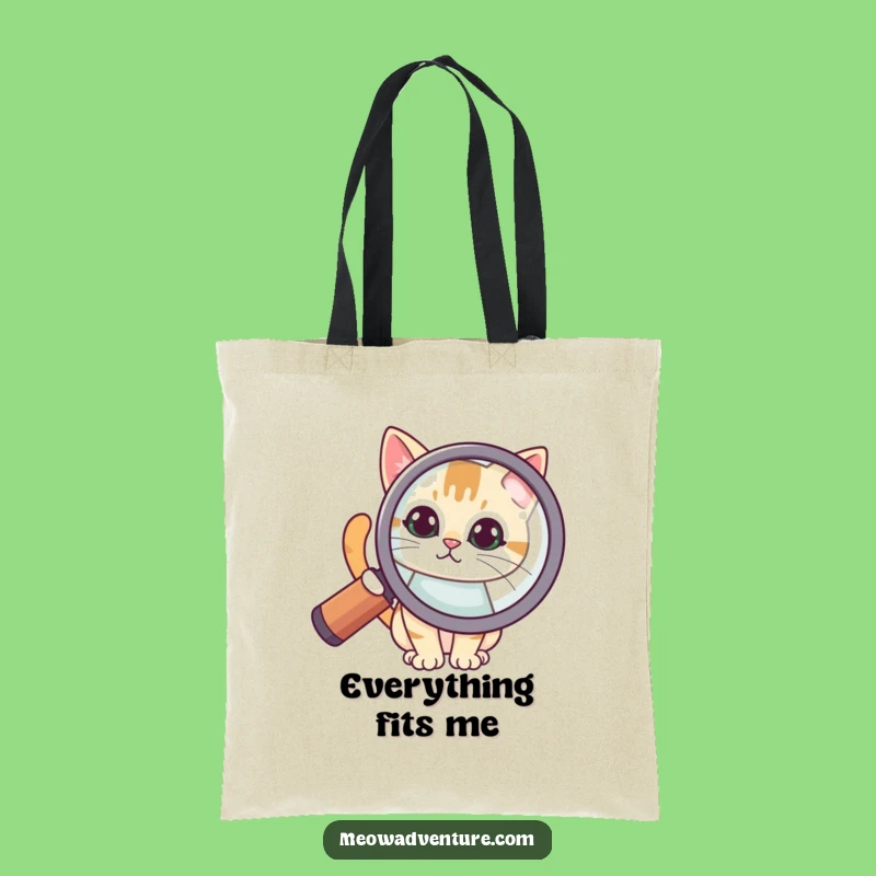 Funny Curious Cat Magnifying Glass Tote Bag: Carry Your Discoveries